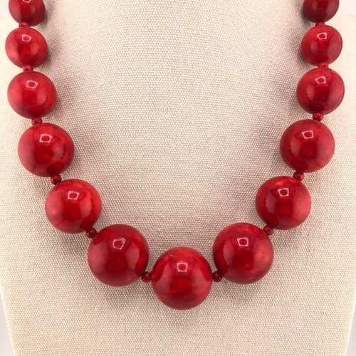 Chunky bead necklace red - chunky,