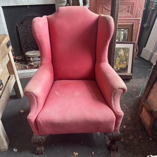 Large wing back chair with - a,