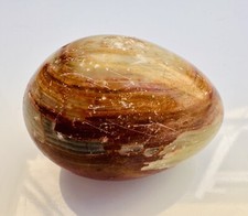 Vintage Onyx Egg Paperweight Petrified Wood Rare Pattern