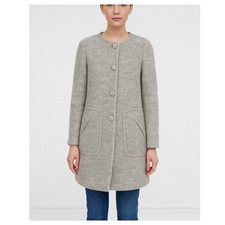 Zara fuzzy wool mohair collarless button up trench coat Size XS gray