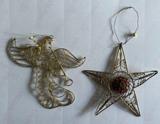 Two Brass Laura Ashley 10 cm Brass Christmas tree decorations Star and Angel