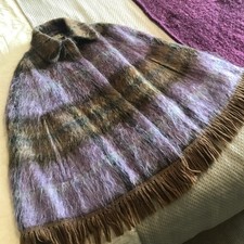 Women's Mohair Cape Andrew Stewart Vintage - Mauve/Tan with arm slits One size