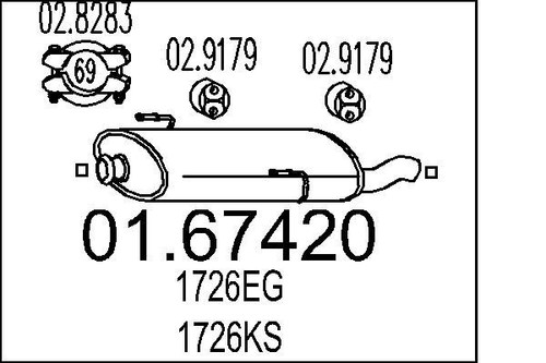 Mts 67420 rear muffler - mts,