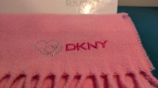 Dkny pink wool fringe scarf - wool, in