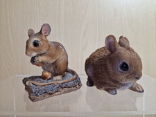 Vivid Arts Garden Ornaments Set of 2 Baby Bunny Rabbit And Field Mouse Acorn