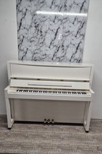 Feurich 115 Premiere Upright Piano White with Brass Fittings 2012 Model