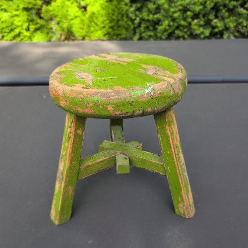 Antique oak milking stool - milking,