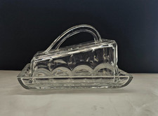 art deco glass butter dish