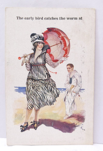 Early bird woman seaside - bird,