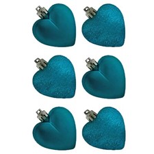 6Teal Kingfisher Heart Bauble Christmas Ornament Hanging Tree Decoration Baubles