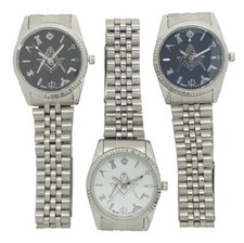 New Masonic Freemason Square And Compass Quartz Silver Metal Band Wrist Watch