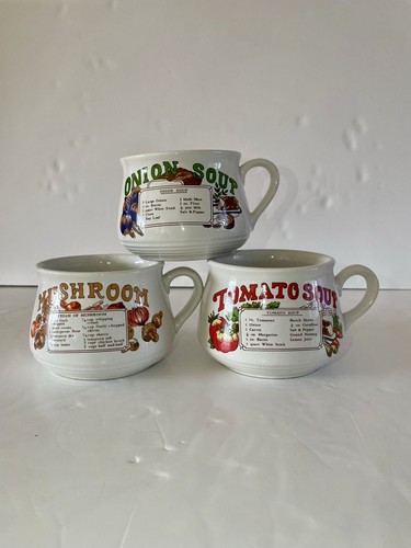 Vintage recipe soup - recipe, bowls