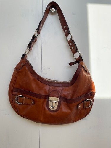 Handbag tan leather 90s - handbag,