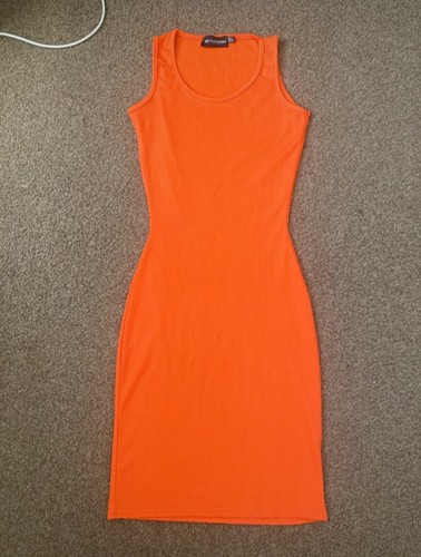 Orange size ribbed bodycon - orange, 6