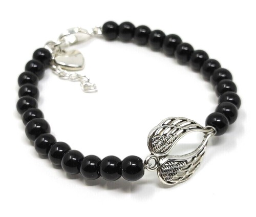 Black glass faux pearl - glass, angel