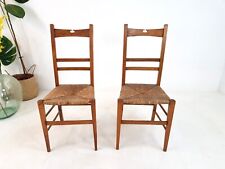 ANTIQUE SHAKER CHAIRS – SET OF TWO SOLID OAK CHAIRS WITH RUSH SEATS
