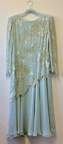1980s mint green chiffon - green,