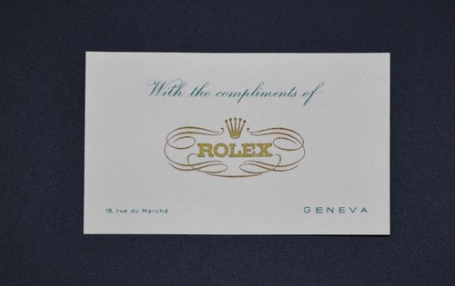 Rolex compliments card from - rolex,