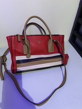 Fiorelli Women's Satchel Bag Red Striped with Strap Medium Size Pre-Loved