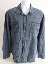 Strellson Swiss Cross Mens XXL Blue Striped Casual Shirt Long Sleeve Button Up