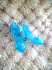 DISNEY BARBIE  FROZEN FEVER  ELSA DOLLS HEEL SHOES SHIMMER TRANSPARENT BLUE MINT