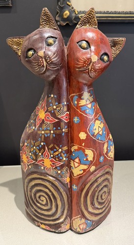 Vintage carved wooden double - carved,