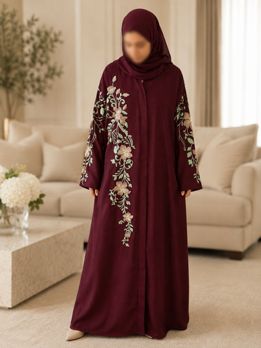 Floral embroidery open front - embroidery,
