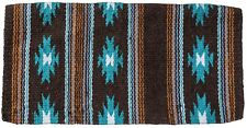 Western Wool Saddle Blanket - Aztec Print - 26"x26" - Brown - Turquoise - Orange