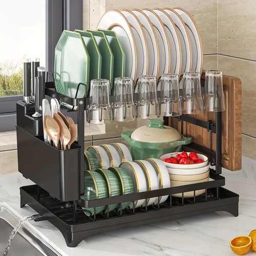 Tier dish drainer rack with - dish,