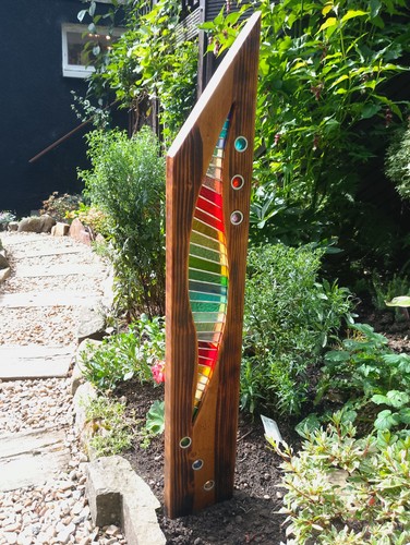 Stained glass garden sculpture - stained,