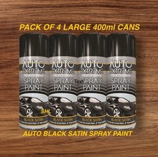 PACK OF 4 LARGE 400ml AUTO BLACK SATIN SPRAY PAINT