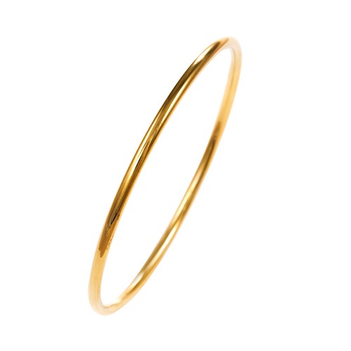 Gold solid round slave bangle - gold,