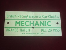 ORIGINAL 1955 BRITISH RACING & SPORTS CAR CLUB MECHANIC ARMBAND BRANDS HATCH
