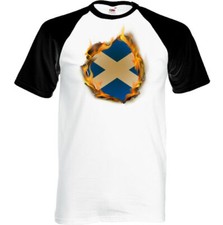 Scotland Flag Flames Mens Scottish T-Shirt Rugby Football St Andrews Day Saltire