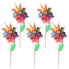 5Pcs ABS Windmill Yard Winnower Decor Adorable Wooden Pole Garden Ornaments