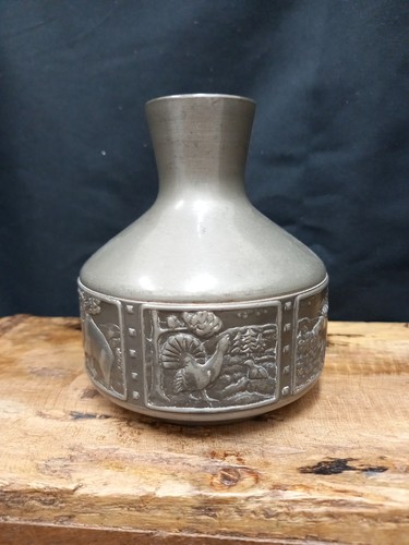 Pewter vase norwegian - vase, eik