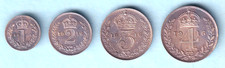 Great Britain. 1916 George V - 4 Pce Silver Maundy Set.. 1d,2d,3d, & 4d.  Cased