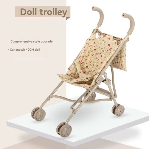 Floral doll stroller - pram, with