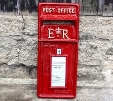 Post Box Letterbox ER Front Cast Iron Mail Box GR VR Option on Red White & Black