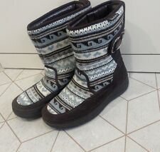 SKECHERS TONE UP WOMEN’S BROWN SUEDE FUR LINED KNIT CALF BOOTS SIZE UK 6 39