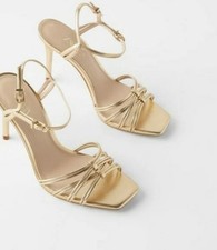 Zara Gold Sandals size 4 (36 )shoes stilleto heels used once