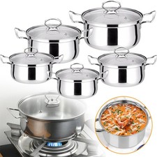 5x Stainless Steel Stockpot