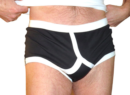 Men black front briefs - y,