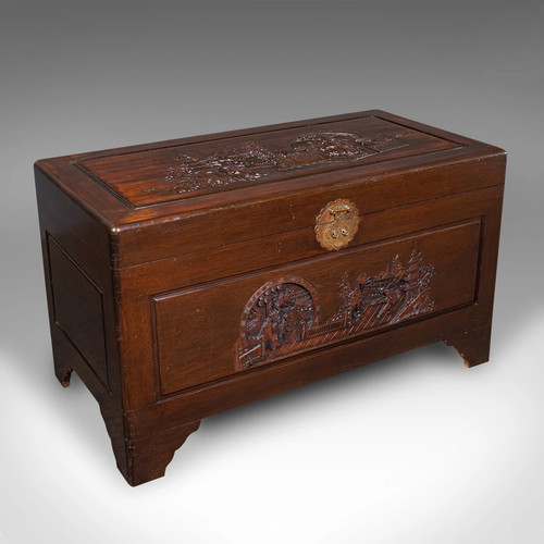 Large vintage carved - carved, chest