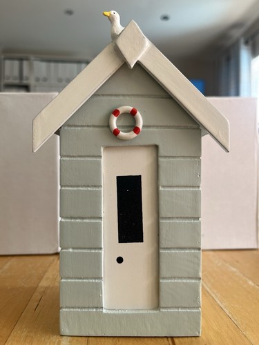 Wooden beach hut money box - beach,