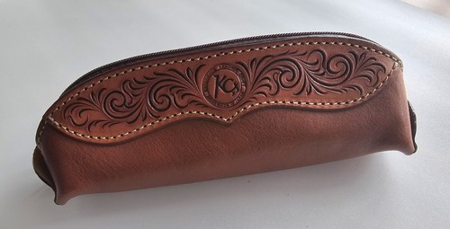 Leather pen pencil case - leather, pen/pencil