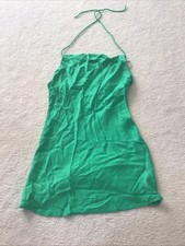 Zara XS Green Lycra Halter Mini Dress
