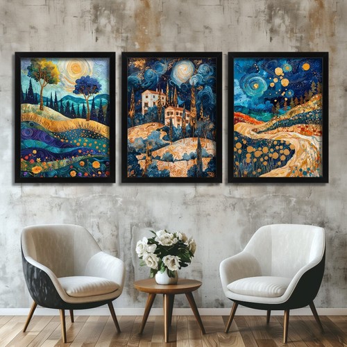 Starry night inspired set 3 - starry,
