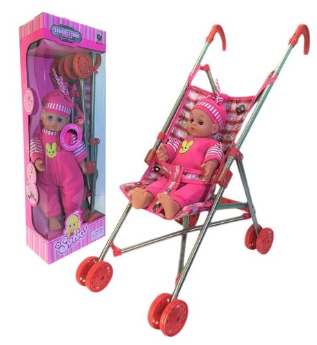 Dolls toy stroller pram pink - dolls,