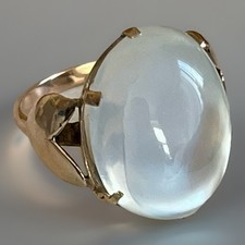 9ct Gold Moonstone Cabochon Ring 18 X 14mm Antique Victorian 9k 375 Size M 5.07g